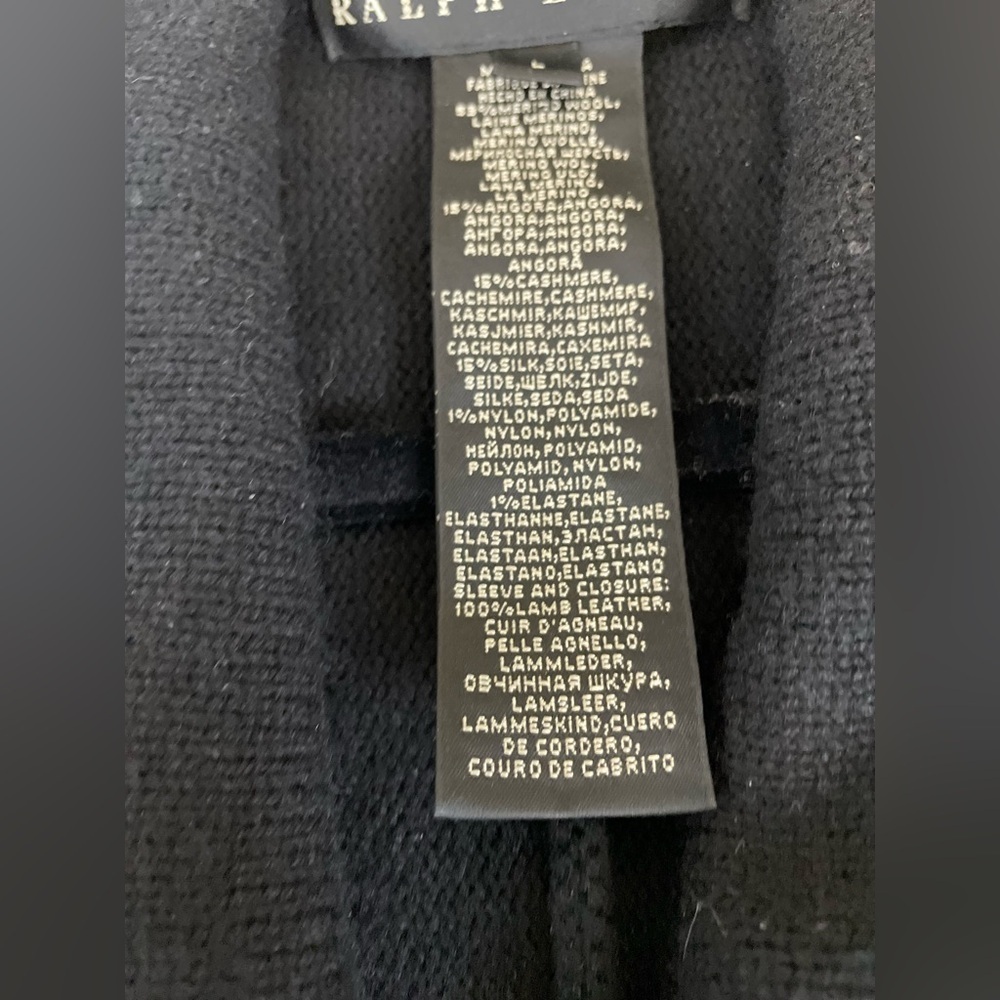 Ralph Lauren wool cashmere leather belted cardigan black large - Picture 8 of 15